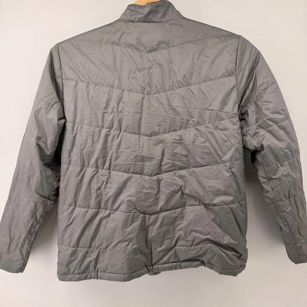 The North Face Puffer Jacket Men XXL Grey Quilted Insulated Full Zip Mock Neck